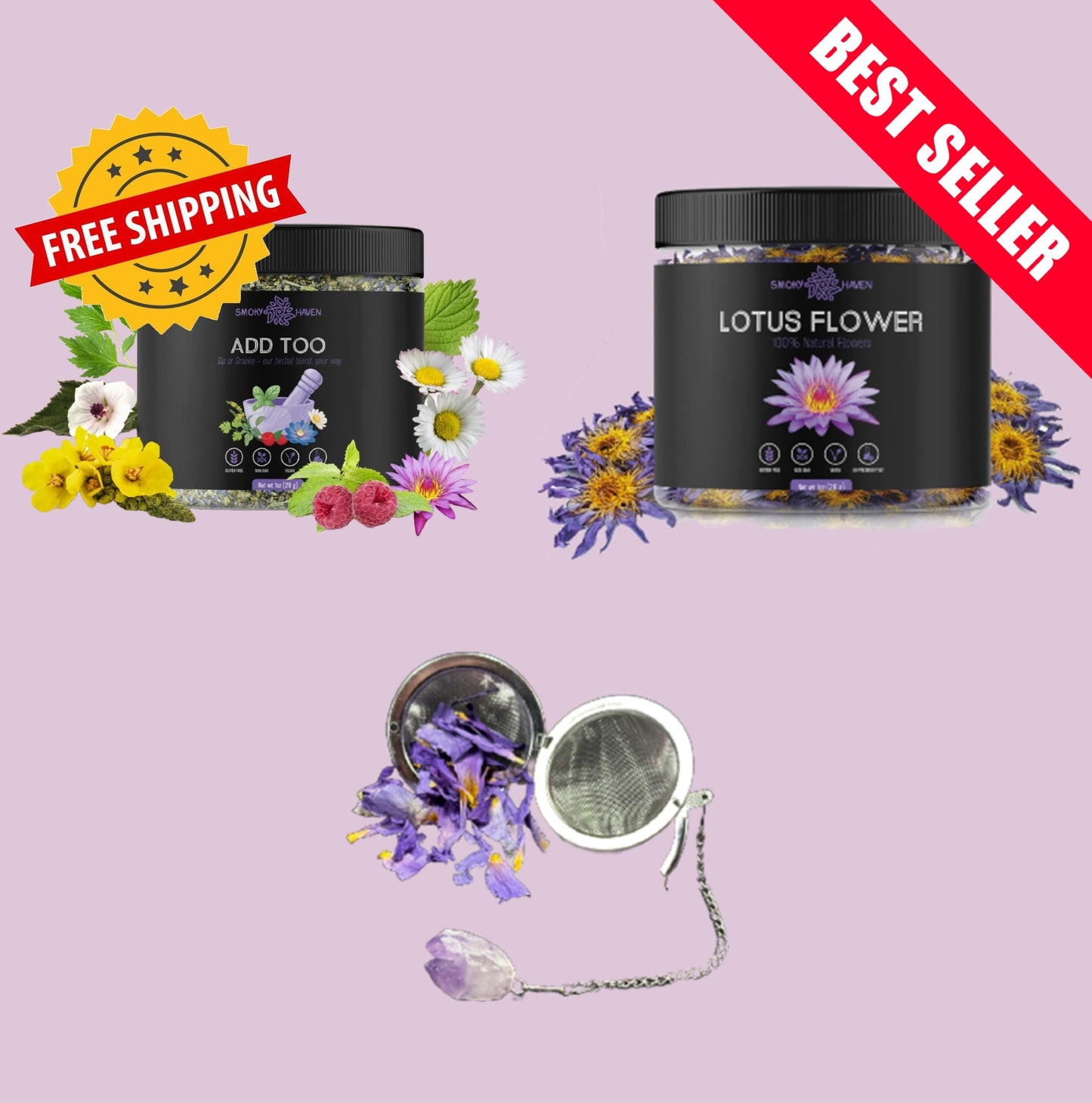 Blue Lotus & ADD TOO Bundle- Free Crystal Tea Steeper