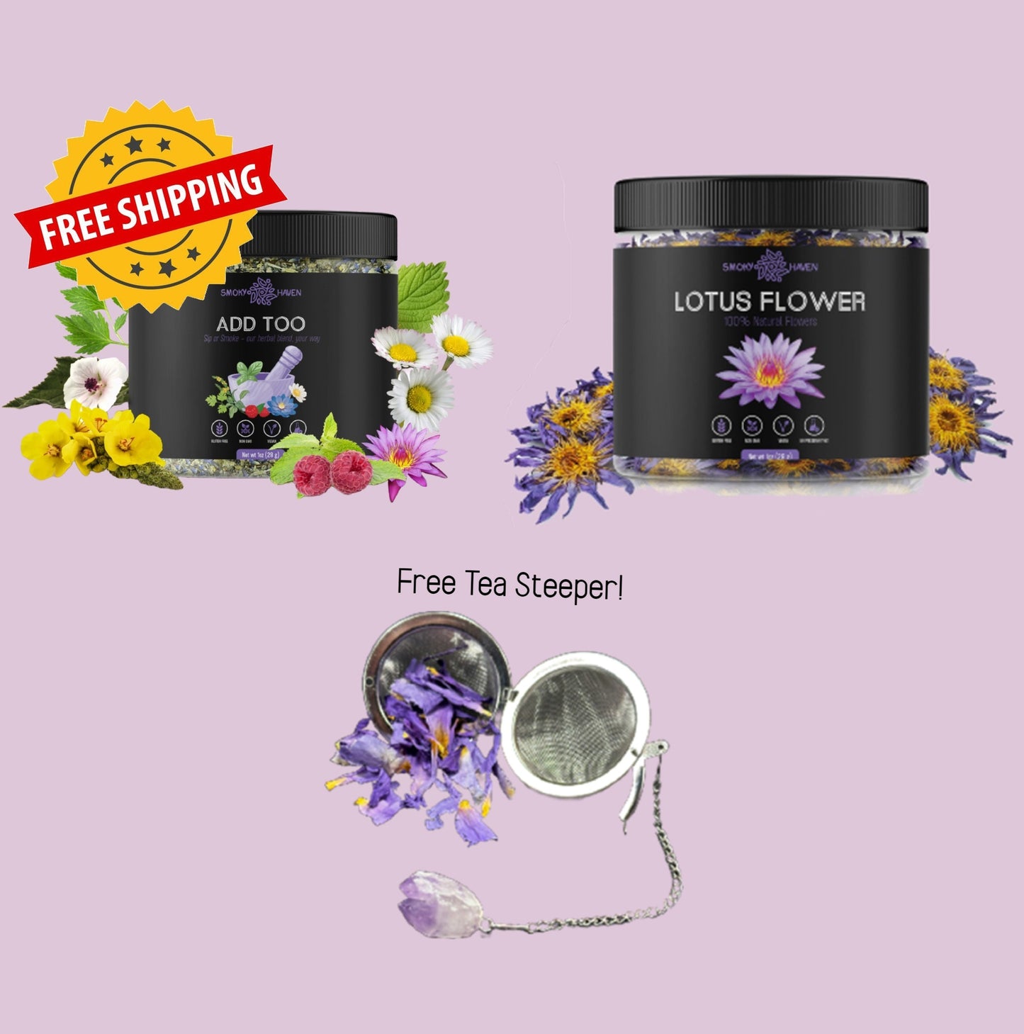 Blue Lotus & ADD TOO Bundle- Free Crystal Tea Steeper